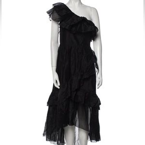 Ulla Johnson One Shoulder Midi Ruffle Dress